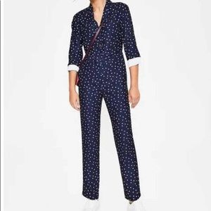 Boden Tillie Jumpsuit Navy PolkaDot